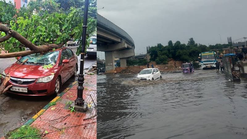 ನಿನ್ನೆ ರಾತ್ರಿಯಿಂದ ಬಂದ ಮಳೆಗೆ ಮರದ ಕೊಂಬೆ ಧರೆಗೆ ಉರುಳಿದೆ. ಗೋವಿಂದರಾಜನಗರದಲ್ಲಿ ಕಾರಿನ ಮೇಲೆ‌  ಮರದ ಕೊಂಬೆ ಬಿದ್ದಿದೆ. ಅತ್ತ ಸಿಲ್ಕ್​ ಬೋರ್ಡ್​ನಲ್ಲಿ ಬಿಳಿ ಬಣ್ಣದ ಕಾರು ನೀರಿನಲ್ಲಿ ಕೆಟ್ಟು ನಿಂತಿದೆ.